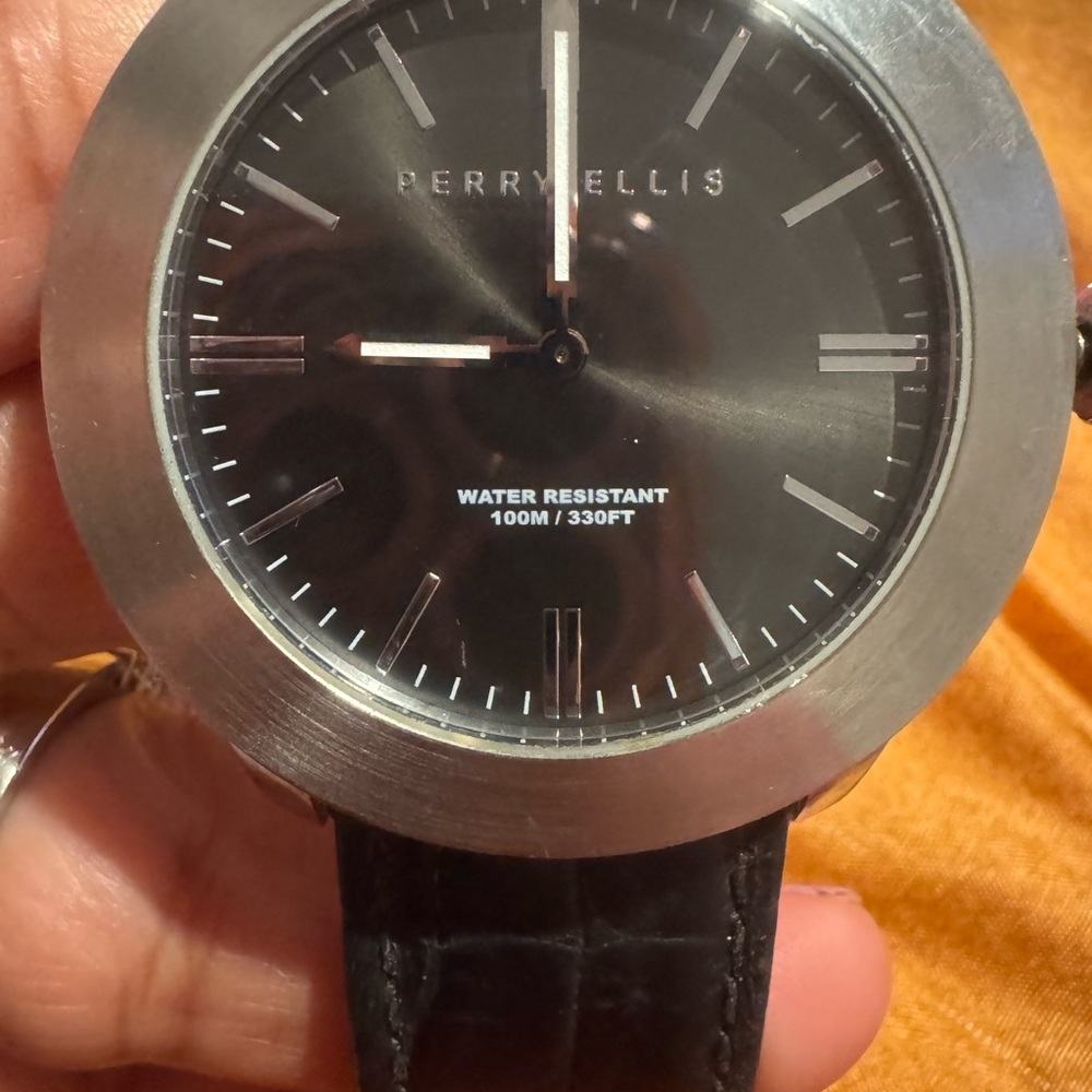 Perry Ellis Black and Silver Watch